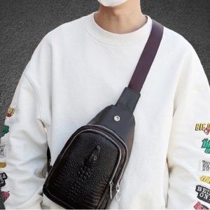 Men’s Pu leather Zipper Crossbody Bag Fanny Pack
